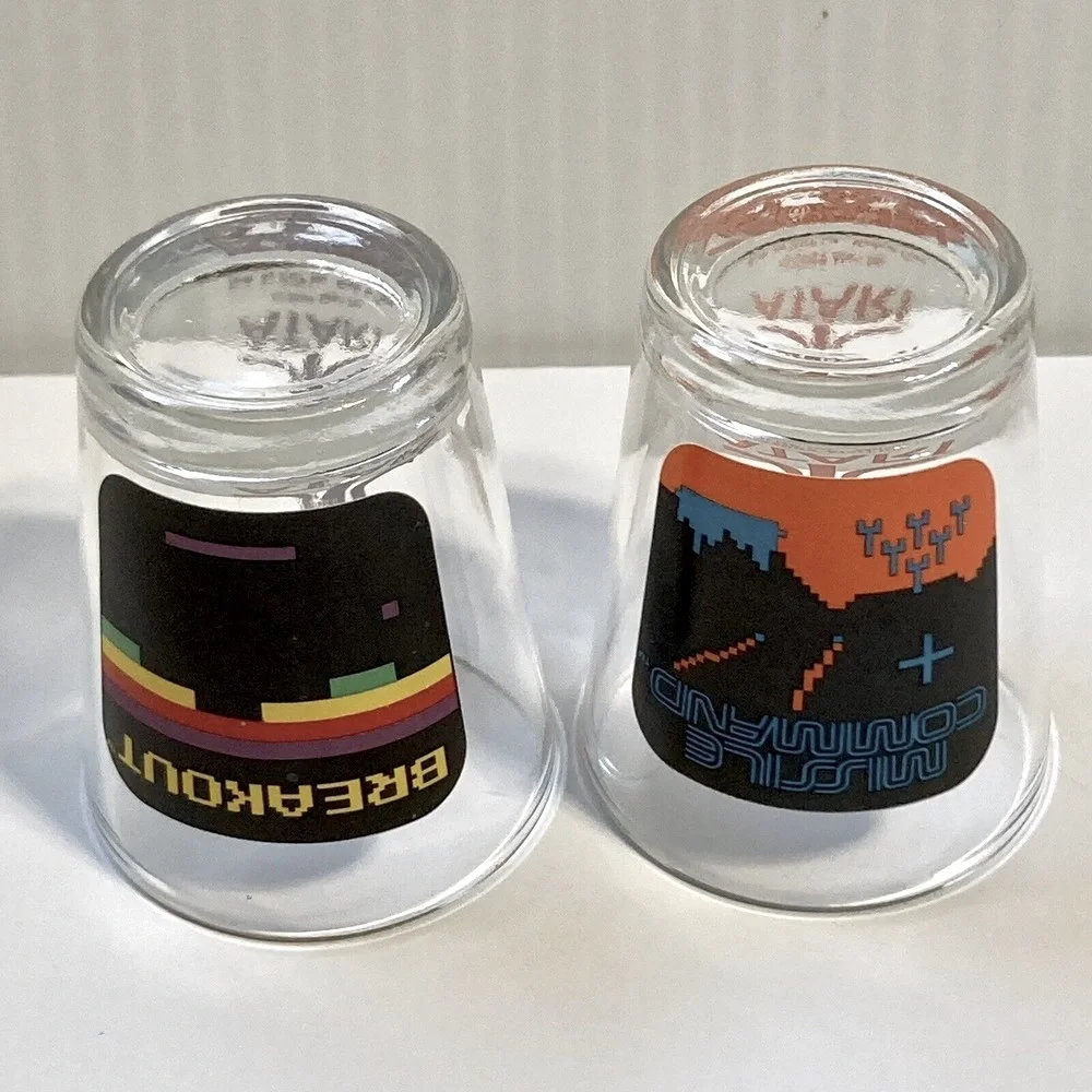 ATARI 2009 Collectible Shot Glasses Missile Command & Breakout Retro Game Merch